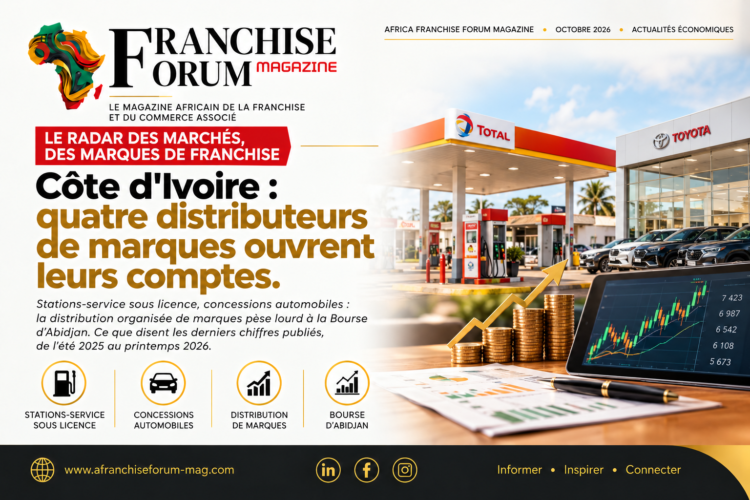 Tribune LE RADAR DES MARCHÉS,DES MARQUES DE FRANCHISE - Côte d'Ivoire : quatre distributeurs de marques ouvrent leurs comptes.